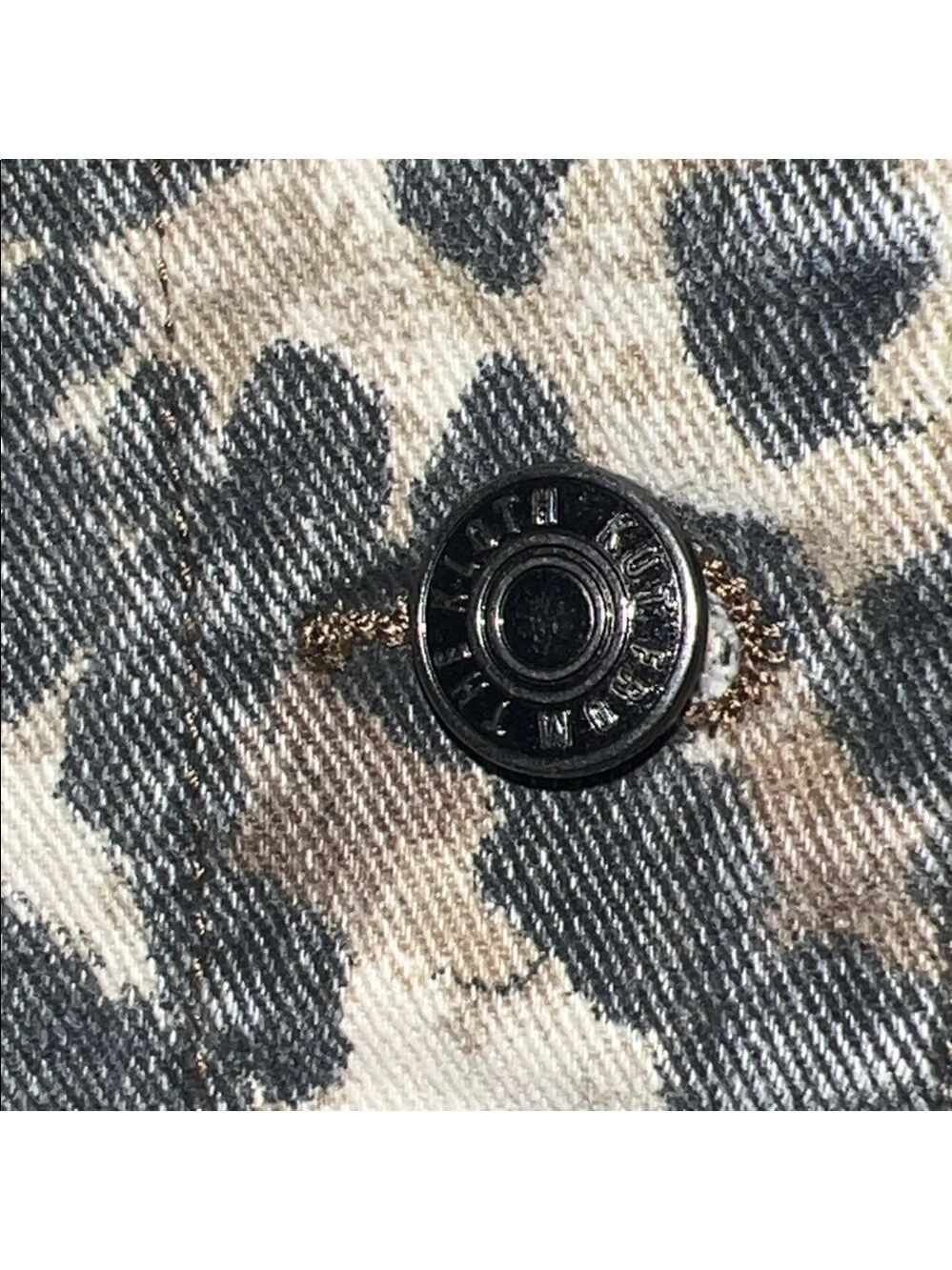 Kut from the Kloth Leopard Print Jean Jacket - Black and Tan. XL - Picture 2 of 9